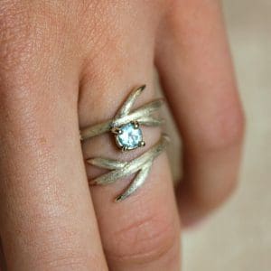 Bague Bois de chevreuil - Argent et Topaze