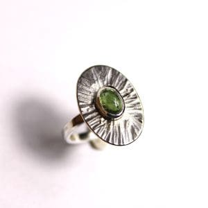 Bague Ciselée en Argent & Tourmaline Verte