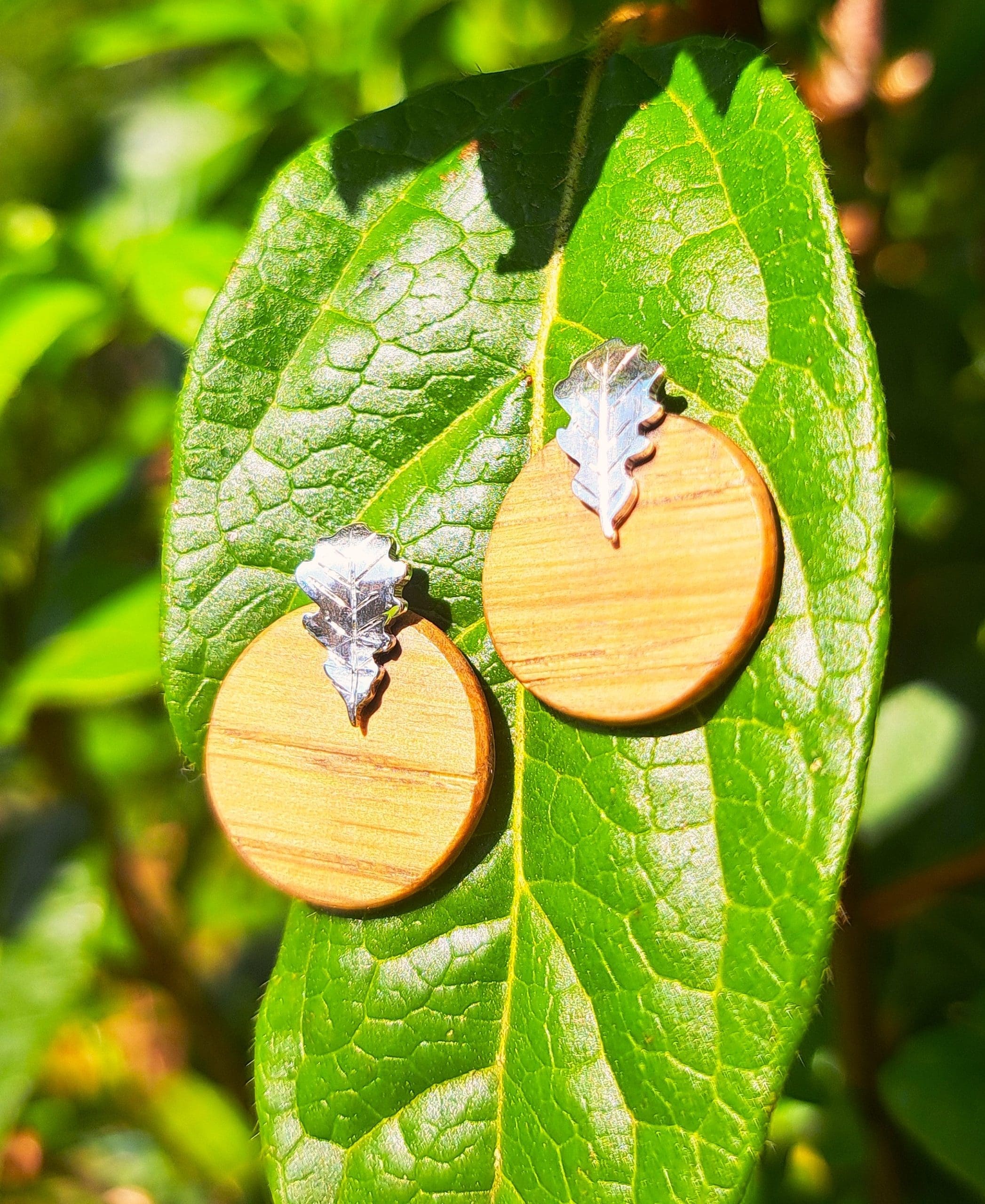 Boucles d'oreilles feuilles - Chêne & Argent