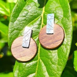 Boucles d'oreilles Empreintes - Noyer & Argent