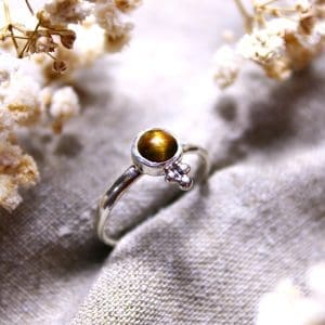 Bague Bourgeon - Argent & Œil de tigre