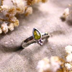 Bague Bourgeon - Argent & Tourmaline verte