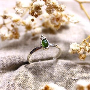 Bague Bourgeon - Argent massif & Tourmaline verte