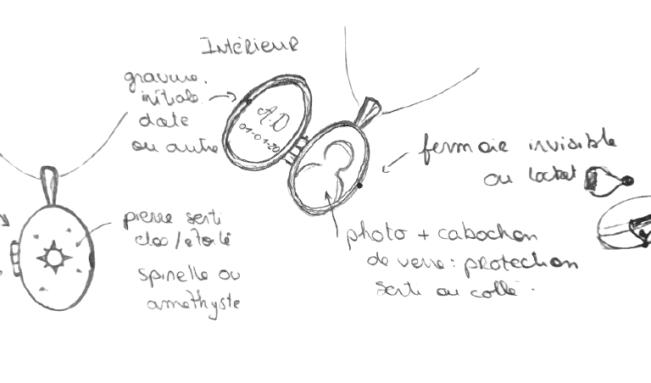 dessin et croquis d'un bijou sur-mesure