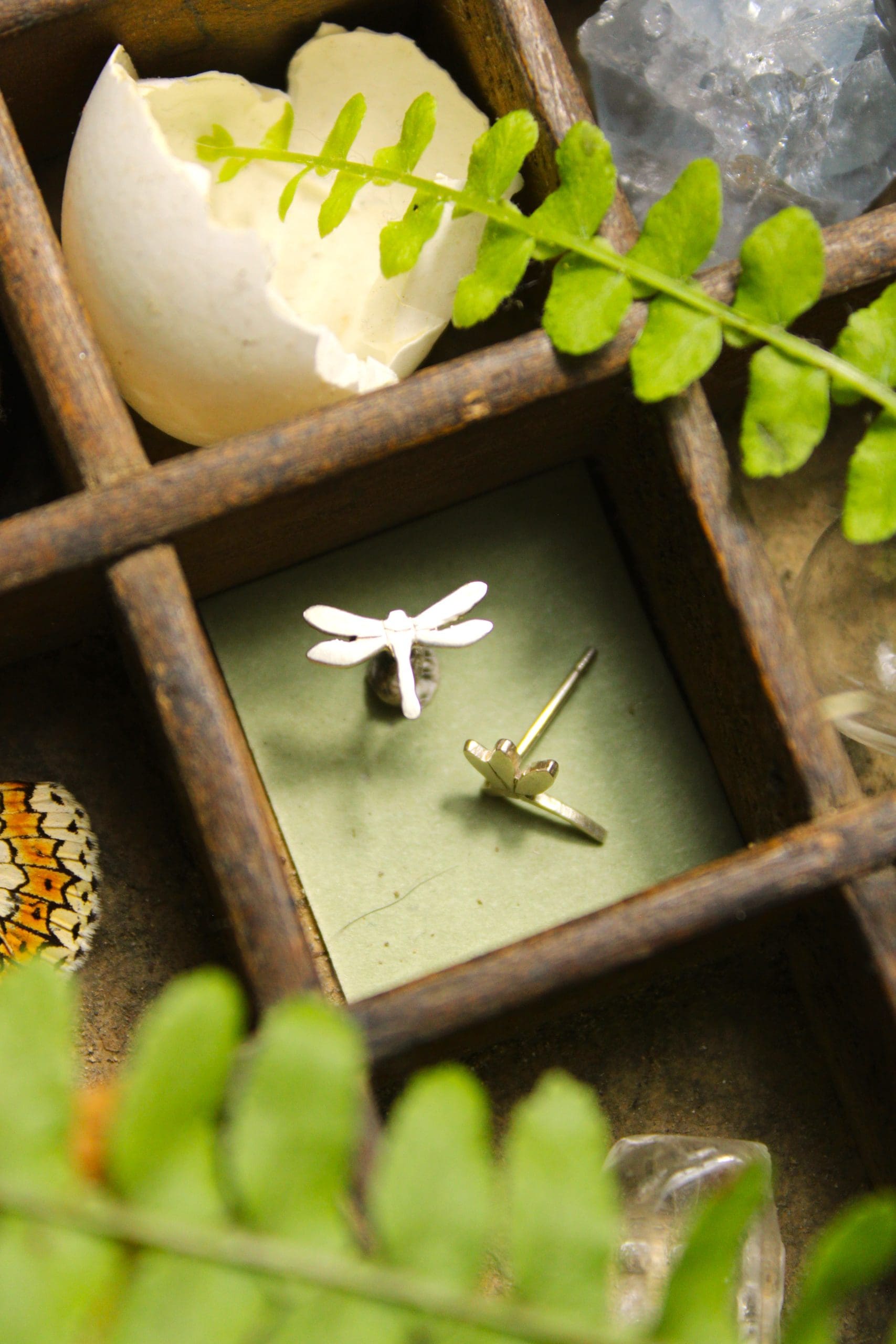 Libellule - Pucettes insecte en argent