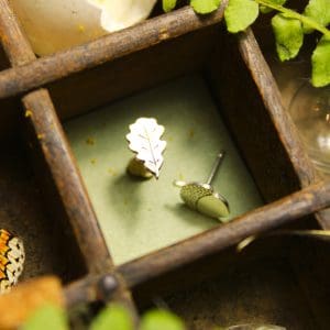 Petites boucles d'oreilles en argent - Chêne