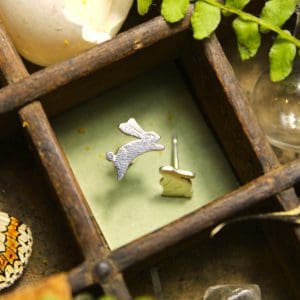 Petites boucles d'oreilles en argent - Lapin