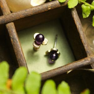 Myrtille - Pucettes fleur en Argent & Améthyste